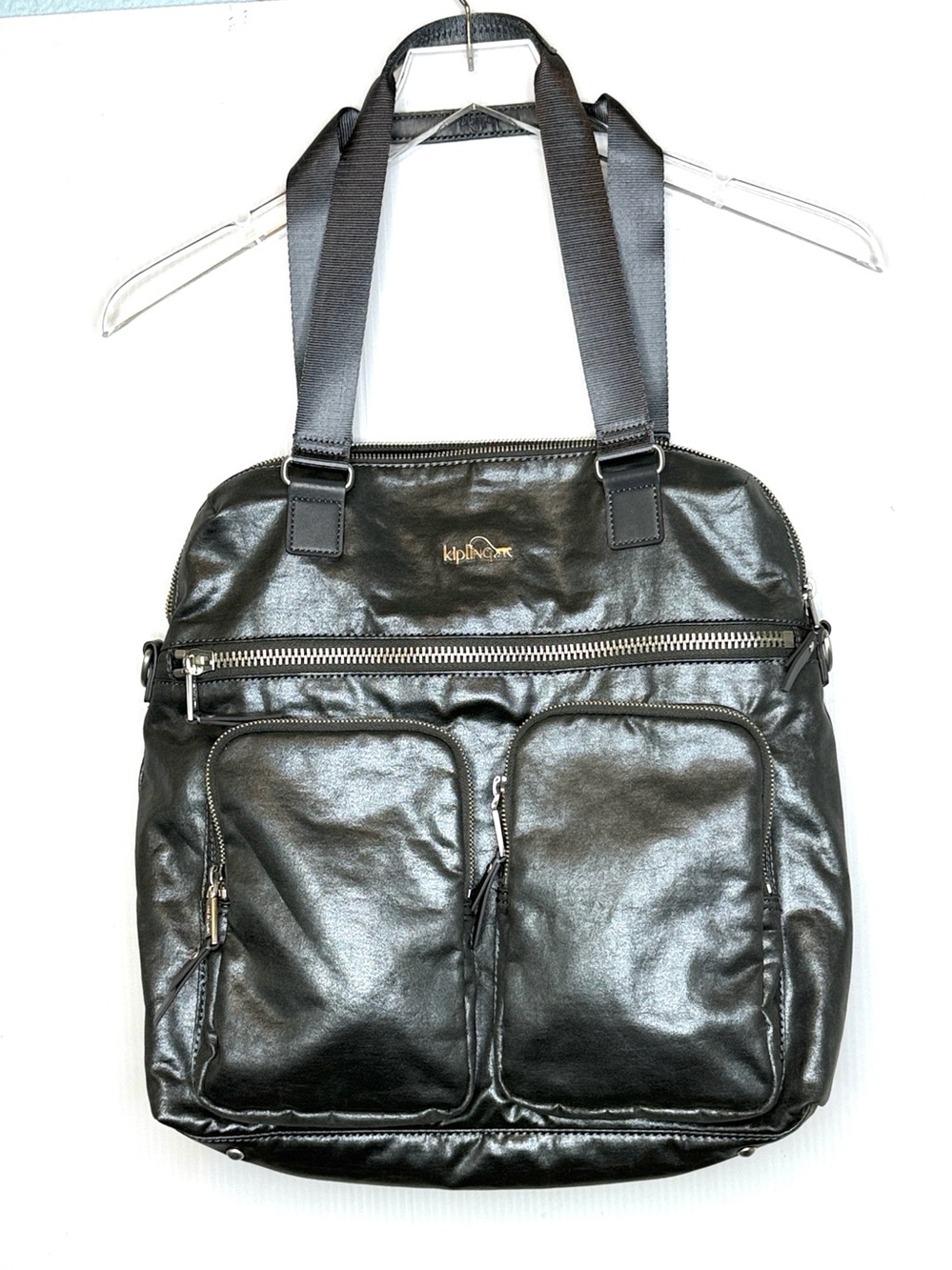 Kipling Camryn Gray Nylon Metallic Laptop Tote